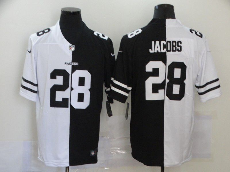 Men Oakland Raiders #28 Jacobs Black white Half version 2020 Nike NFL Jerseys